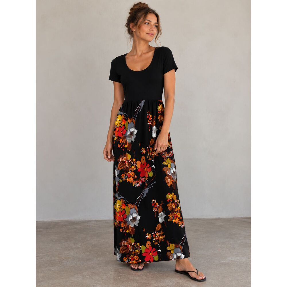 Vintage 1970s Floral Bohemian Maxi Dress Olgawear Retro Hippie
